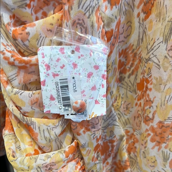 Free People Orange Ruched 3/4 Sleeve Blouse - Picture 3 of 4